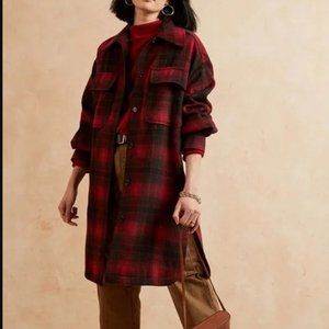Banana Republic Red Plaid Long Shacket